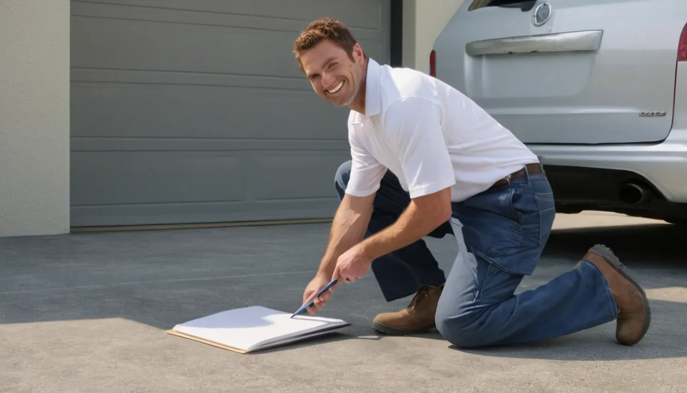 A provider and a homeowner discussing a concrete floor coating plan in the Freeburg area
